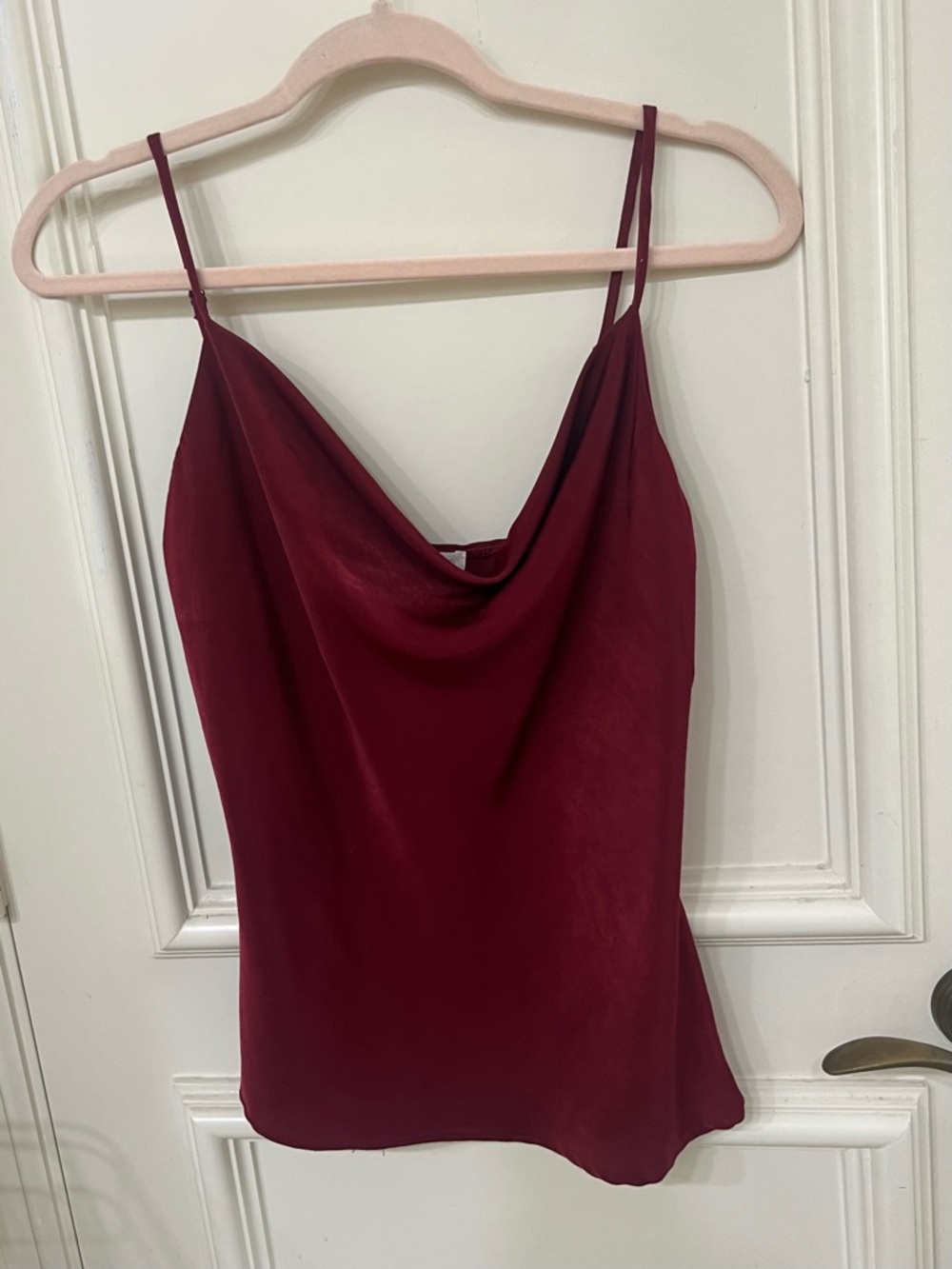 The Impeccable Pig Silky Cowl Neck Spaghetti Strap Tank Top - Large